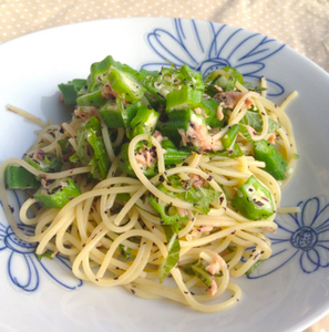 ツナとオクラのあっさり冷製パスタ